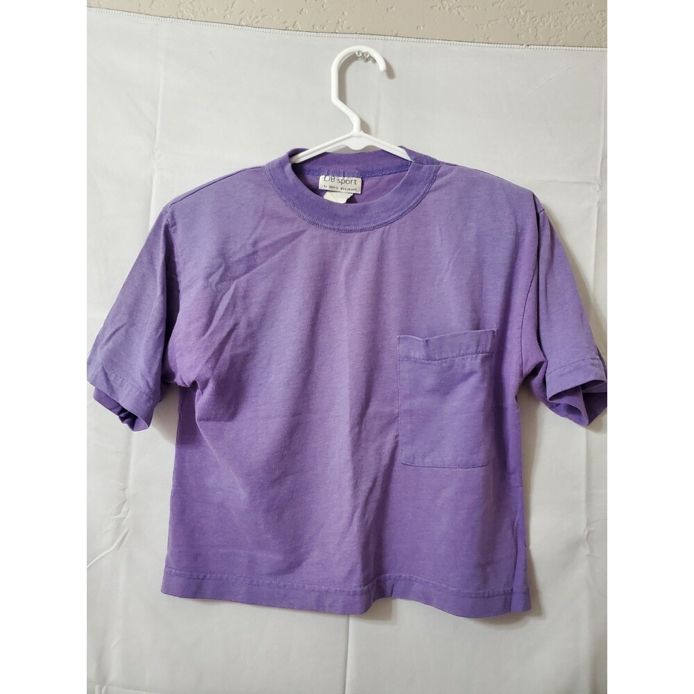Vintage DB Sport Women's Cropped T Shirt Purple Size Small Single Stitch